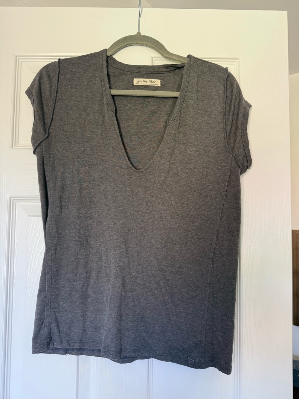 We The Free Women's Dark Charcoal V-Neck Tee